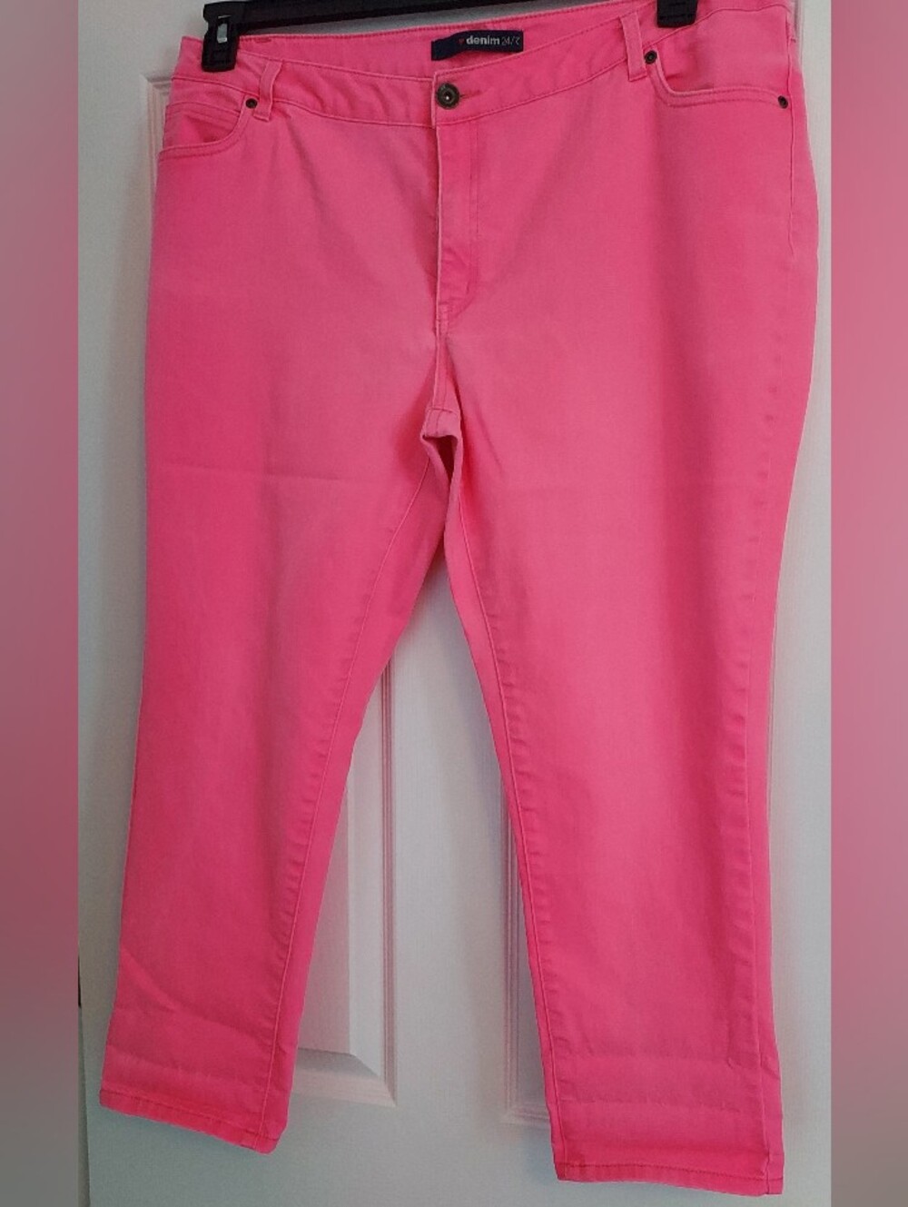 Denim&Co Bright Pink Cropped Women's Jeans 18w